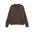 Women's Oversized V-Neck Knit Sweater with Kangaroo Pocket Fashion Glam