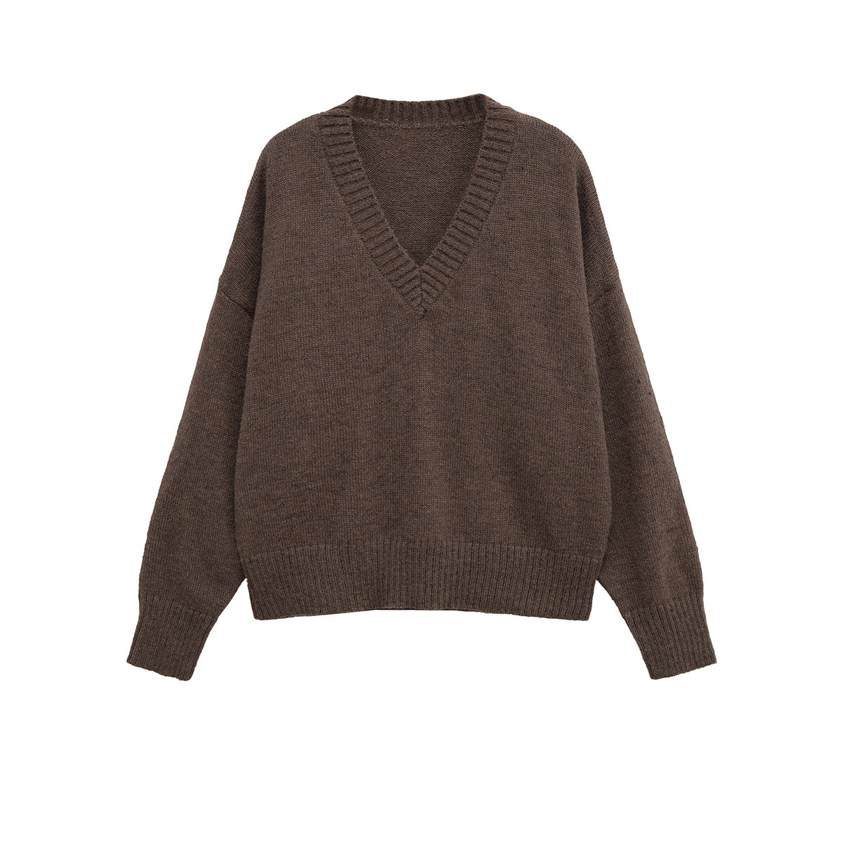Women's Oversized V-Neck Knit Sweater with Kangaroo Pocket Fashion Glam