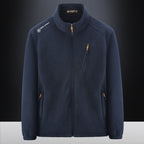 Men's Warm Microfleece Outdoor Jacket with Chest Zipper, Side Pockets and Stand-Up Collar Fashion Glam