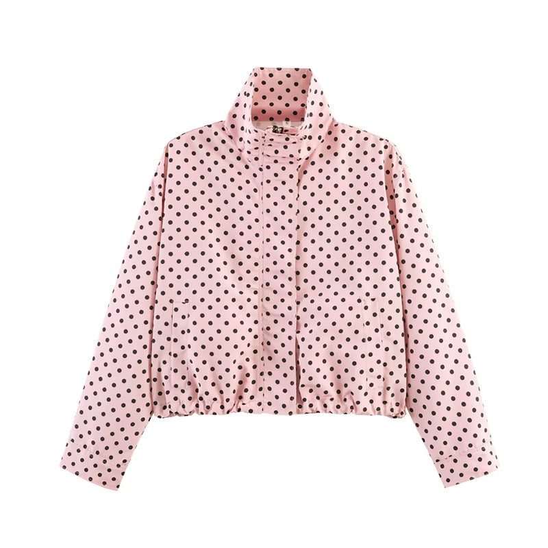 Ladies Short Points Utility Jacket with Stand-Up Collar and Drawstring Fashion Glam