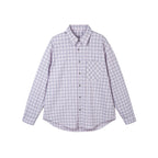 Women Checked Oversize Shirt with Asymmetrical Chest Pocket and Rounded Hem Fashion Glam