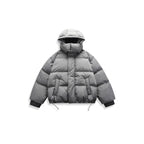 Unisex Short Padded Jacket with Hood, High Stand-Up Collar, and Adjustable Hem Fashion Glam