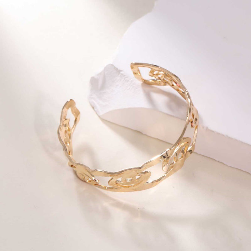 Women's Open Bangle in Modern Bamboo Design Fashion Glam