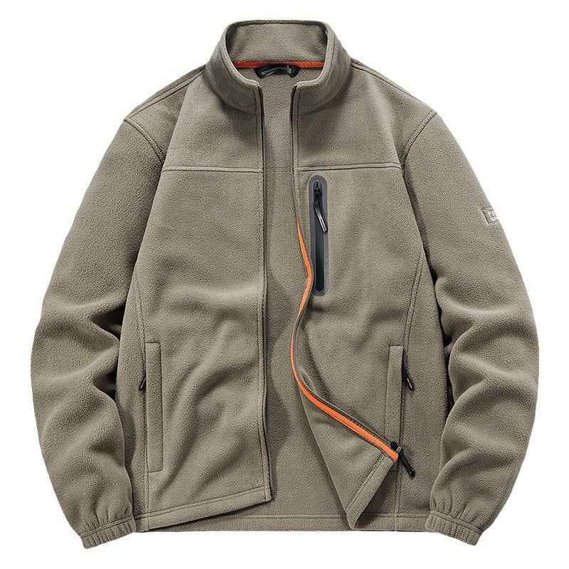 Men's Insulating Microfleece Functional Jacket with Waterproof Chest Pocket and Stand Collar Fashion Glam