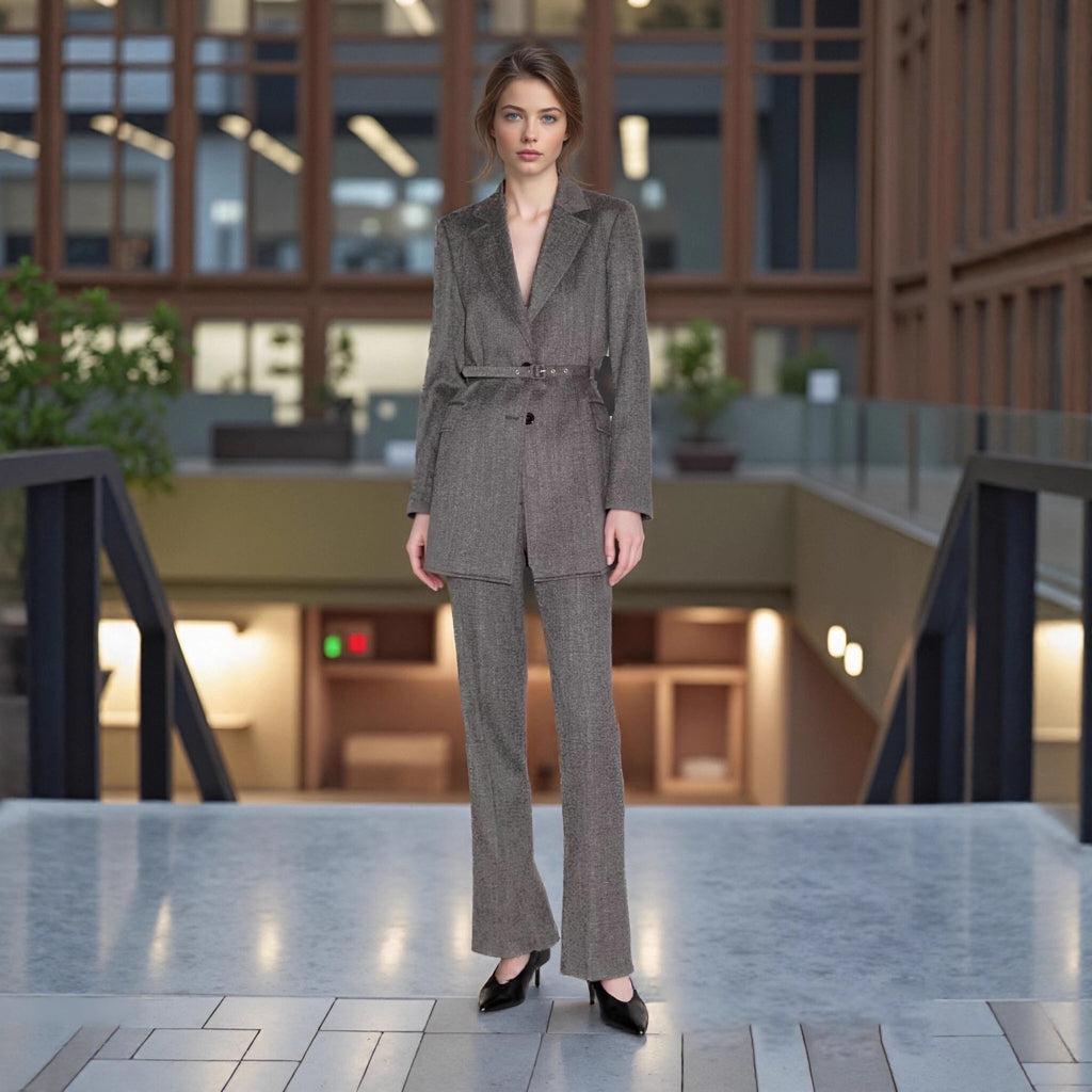 Women Straight Cut Suit Trousers with High Waist and Crease Fashion Glam