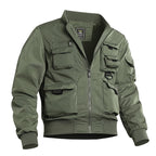 Men's Tactical Bomber Jacket in Field Look with Modular Outer Pockets and Elastic Hem Fashion Glam