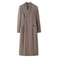 Women's Elegant Wool Look Maxi Coat with Concealed Button Placket and Patch Pockets Fashion Glam