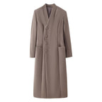 Women's Elegant Wool Look Maxi Coat with Concealed Button Placket and Patch Pockets Fashion Glam