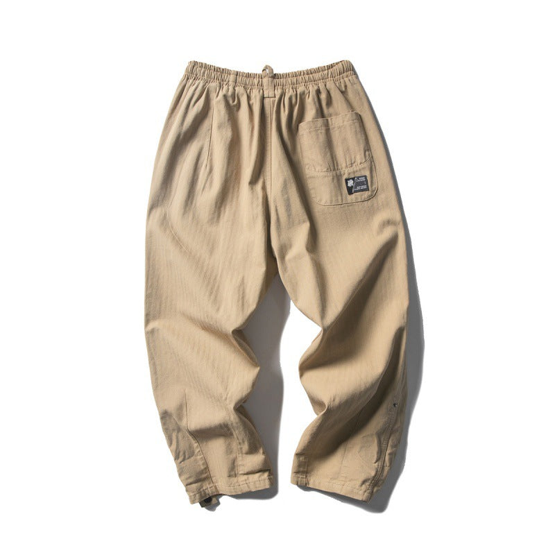 Men's Loose Baggy Cargo Pants with Elastic Waistband Drawstring and Knee Paneling Fashion Glam