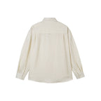 Men's Casual Long Sleeve Relaxed Fit Leisure Shirt made of Linen-Cotton Mix with Chest Pocket Fashion Glam
