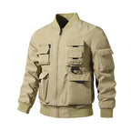 Men's Tactical Bomber Jacket in Field Look with Modular Outer Pockets and Elastic Hem Fashion Glam