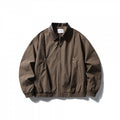 Men's loose-fitting zip jacket with contrast collar made of faux leather and elastic hem Fashion Glam