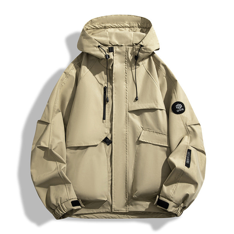 Men's Water-Repellent Utility Outdoor Jacket with Hood, Multiple Pockets and Windproof Membrane Fashion Glam
