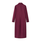 Ladies Double-breasted tailored wool blend coat with lapel collar and flap pockets Fashion Glam