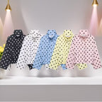 Women's Lightweight Polka Dot Windbreaker with Stand Collar, Drawstring and Button Placket Fashion Glam