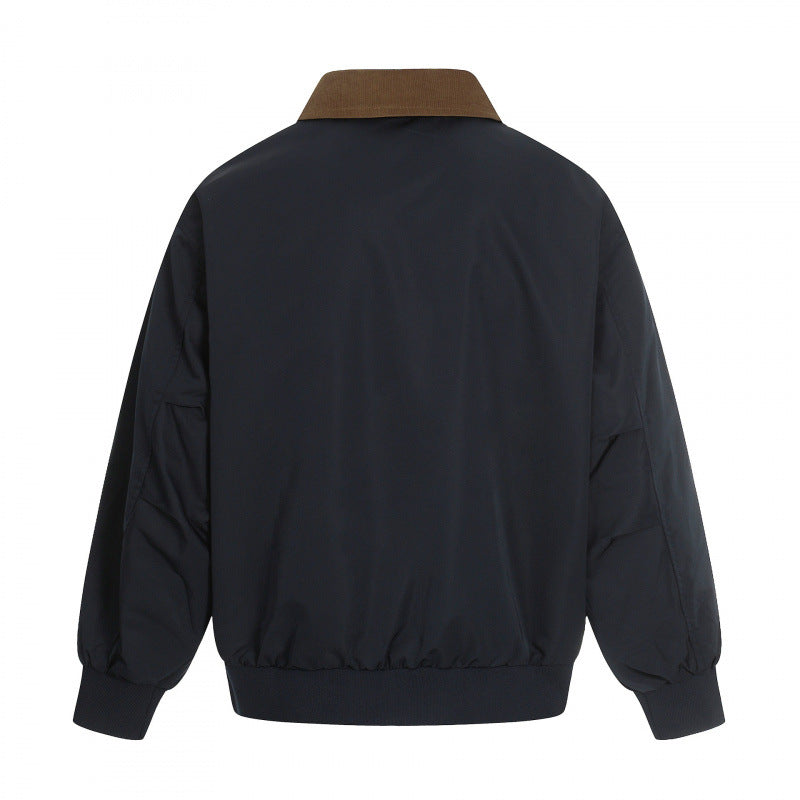 Men's Harrington jacket with corduroy collar, ribbed hem and discreet front zipper Fashion Glam