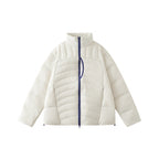 Unisex Boxy padded jacket with high stand-up collar and contrasting two-way zipper Fashion Glam