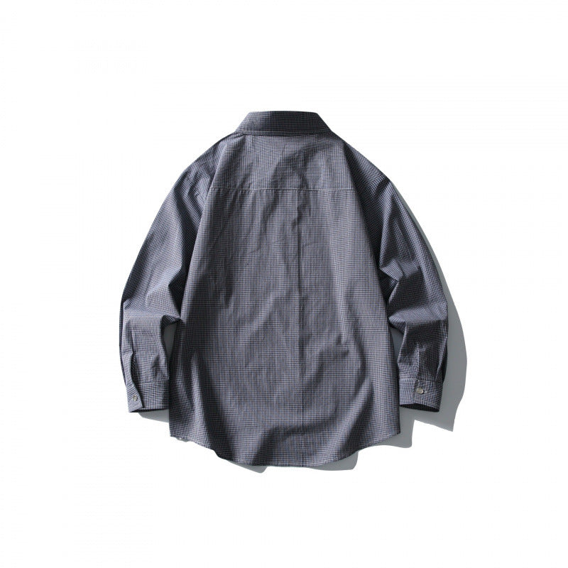 Men's loosely cut oversized shirt with fine Vichy check, chest pocket and rounded hem Fashion Glam