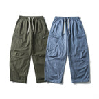 Unisex Wide-Cut Cargo Pants with Elastic Waistband, Drawstring and Utility Pockets Fashion Glam