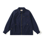 Unisex Boxy Canvas Worker Jacket with Front Zip and Stud Applications Fashion Glam