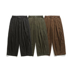 Unisex Wide Pleated Culotte Pants with Elastic Waistband, Deep Side Pockets and Casual 3/4 Length Fashion Glam