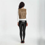Women's Cropped Faux Fur Vest with Natural Shaggy Texture and V-Neck Fashion Glam