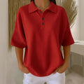 Women's sporty polo shirt made of waffle piqué Fashion Glam