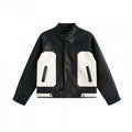 Unisex Boxy-Leather Look Bomber Jacket with contrasting front pockets and stand-up collar Fashion Glam