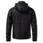 Men's Water-Repellent Hooded Jacket in Utility Style with Snap Button Placket and Flap Pockets Fashion Glam
