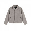 Unisex short jacket in minimalist suede look with concealed front placket and shirt collar Fashion Glam