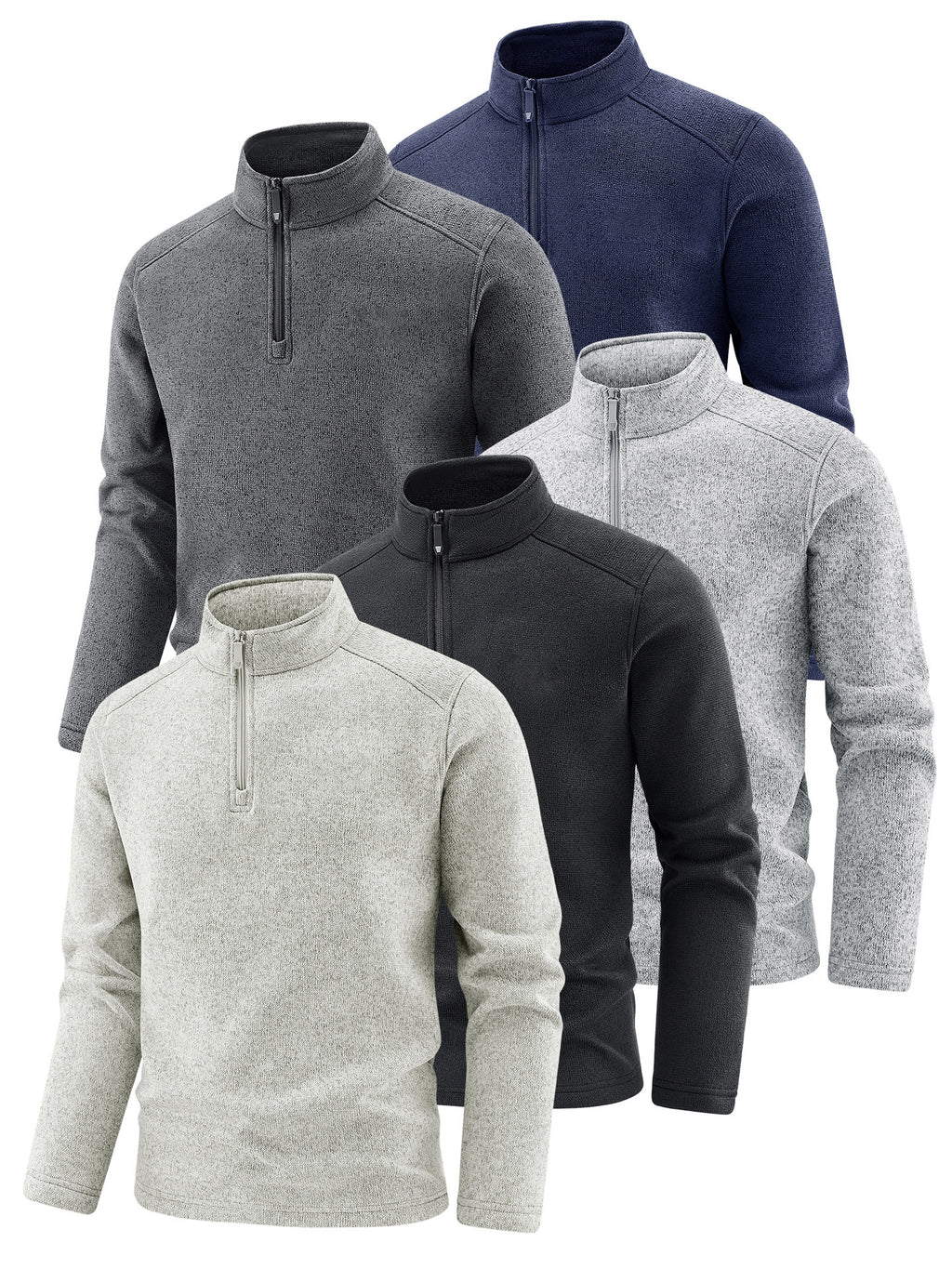 Men's Thermal Knit Fleece Pullover with Half Zip and Stand-up Collar Fashion Glam