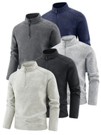 Men's Thermal Knit Fleece Pullover with Half Zip and Stand-up Collar Fashion Glam