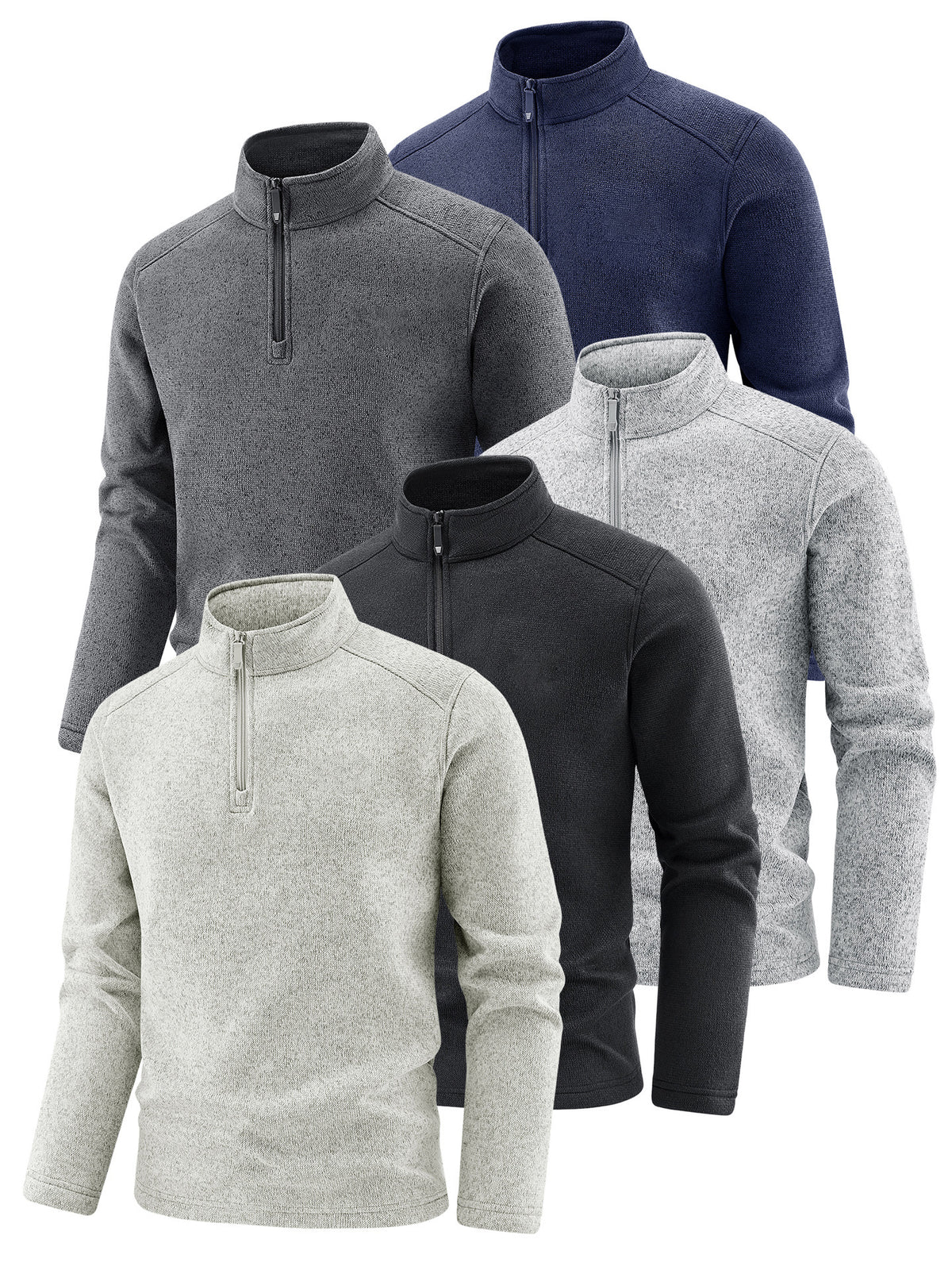 Men's Thermal Knit Fleece Pullover with Half Zip and Stand-up Collar Fashion Glam