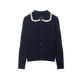 Women’s fine knit cardigan with crocheted Peter Pan collar Fashion Glam