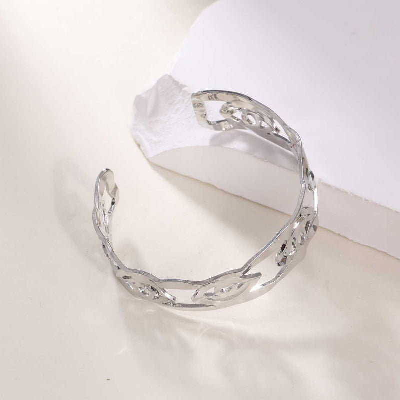 Women's Open Bangle in Modern Bamboo Design Fashion Glam