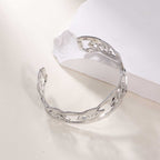 Women's Open Bangle in Modern Bamboo Design Fashion Glam