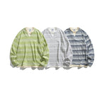 Unisex Striped Oversized Sweater with V-Inset and Layered Look Fashion Glam