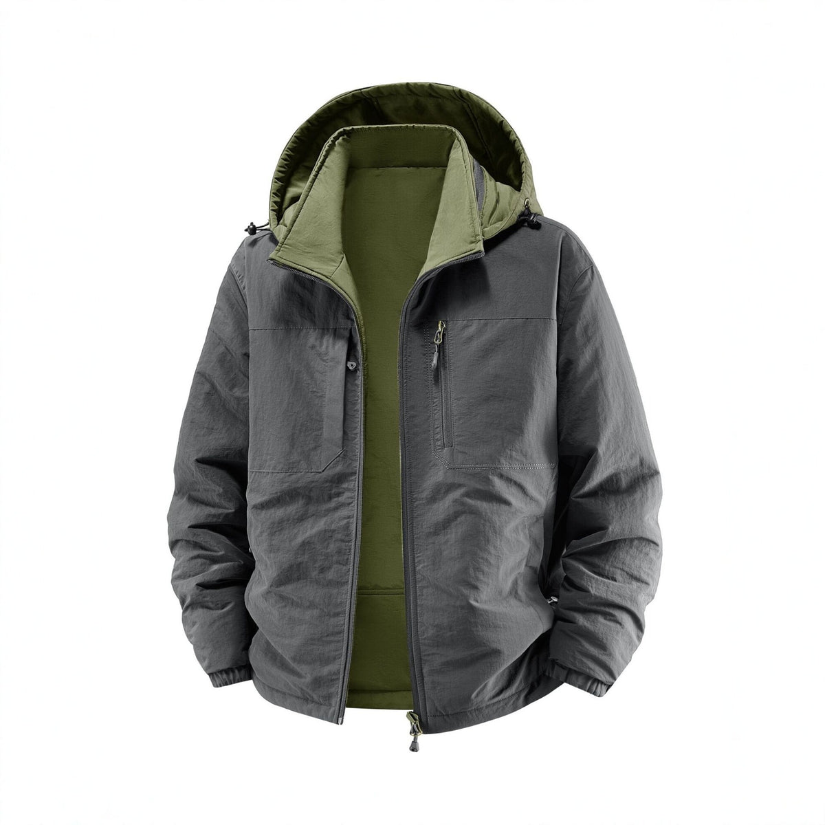 Men's thermo field jacket with fleece lining, hood and front pockets Fashion Glam