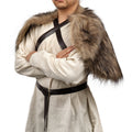Men's Viking-inspired shoulder cape made of soft faux fur with adjustable leather straps Fashion Glam