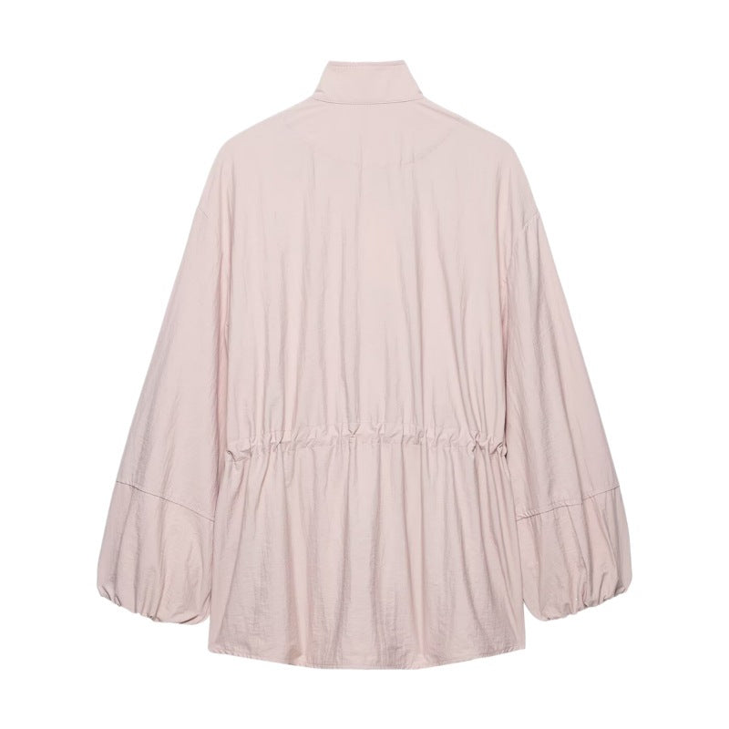 Women's lightweight oversized parka with drawstring waist and balloon sleeves Fashion Glam