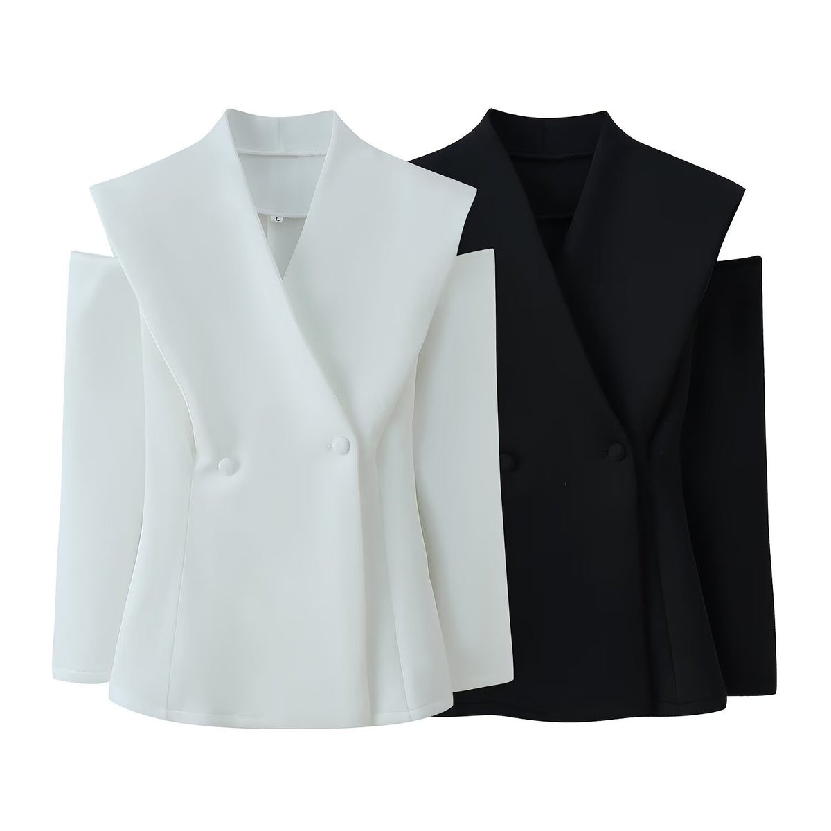 Women Sleeveless Double-Breasted Blazer with Oversized Shawl Collar Fashion Glam
