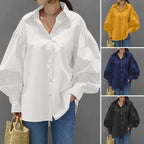 Women's Oversize Blouse with Balloon Sleeves and Shirt Collar Fashion Glam