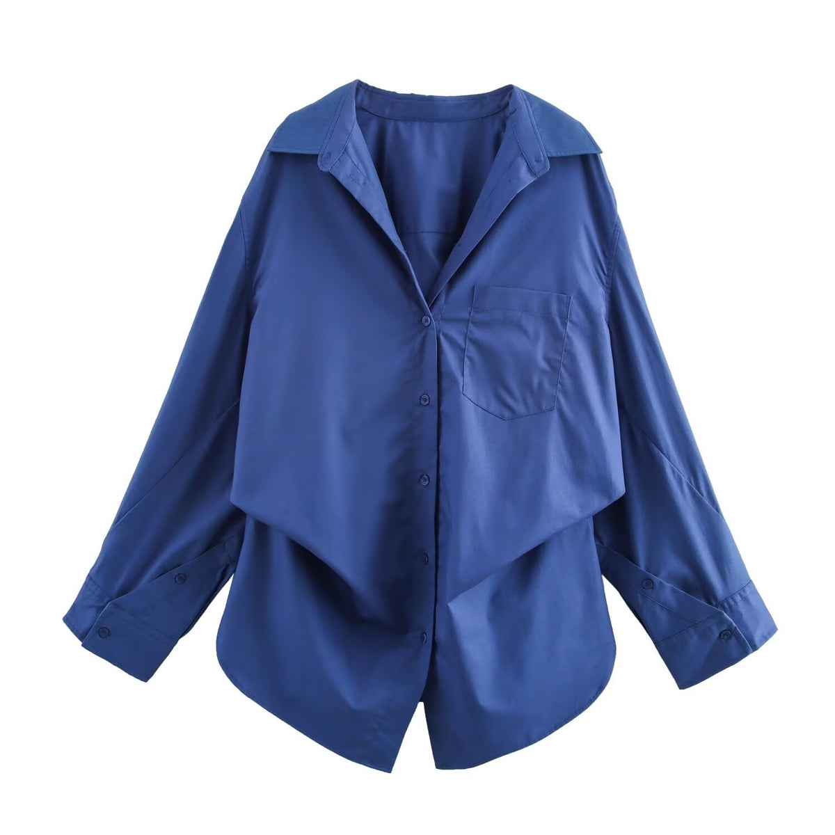 Women's oversized striped shirt with extended back and Kent collar Fashion Glam