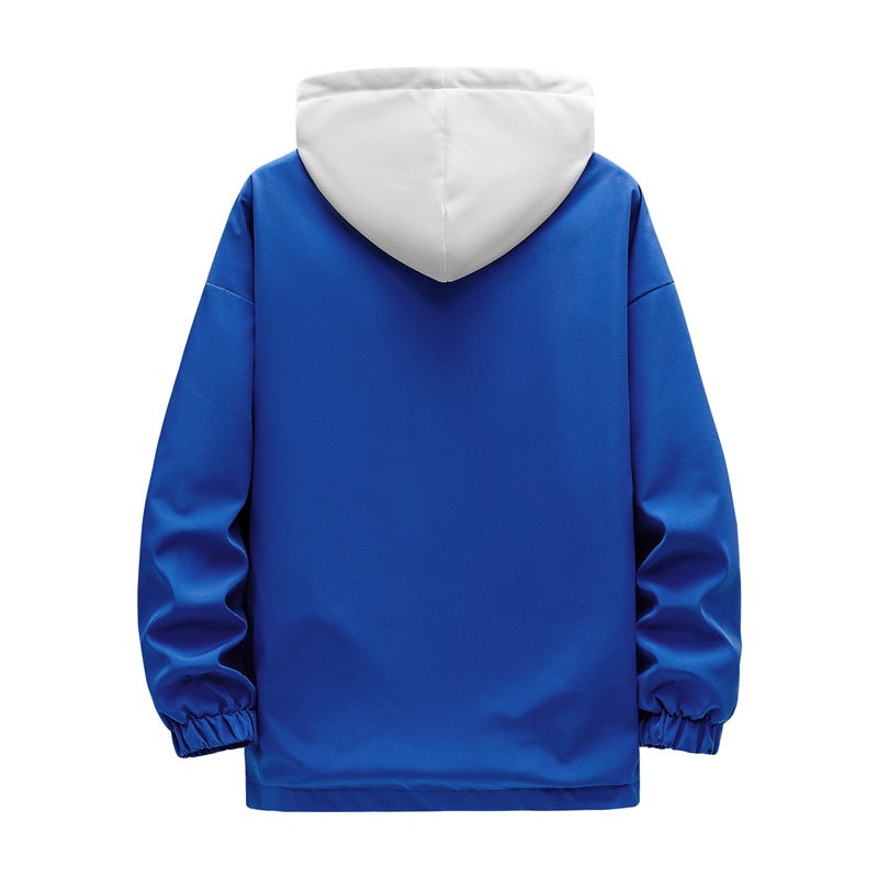 Men's two-layer hooded overlay jacket with contrasting inner hood and elastic cuffs Fashion Glam