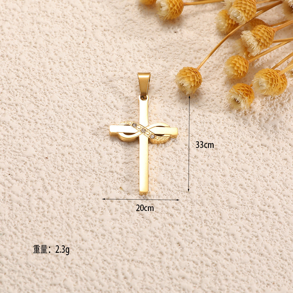 Ladies cross pendant with heart-shaped design and sparkling accents Fashion Glam