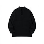 Unisex Oversize Braided Knit Half-Zip Sweater with Short Stand-Up Collar and Wide Ribbed Hem Fashion Glam