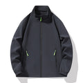 Men's Minimalist Softshell Outdoor Jacket with Stand-Up Collar, Wind and Water Resistant Membrane and Fluorescent Zipper Pulls Fashion Glam