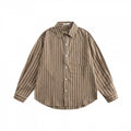 Unisex Oversized Shirt in Striped Relaxed Fit with Chest Pocket and Curved Hem Fashion Glam