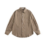 Unisex Oversized Shirt in Striped Relaxed Fit with Chest Pocket and Curved Hem Fashion Glam