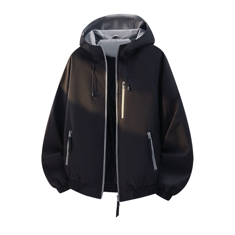 Women's lightweight hooded shell jacket in urban look with contrasting lining, zippered pockets, and elastic hem Fashion Glam